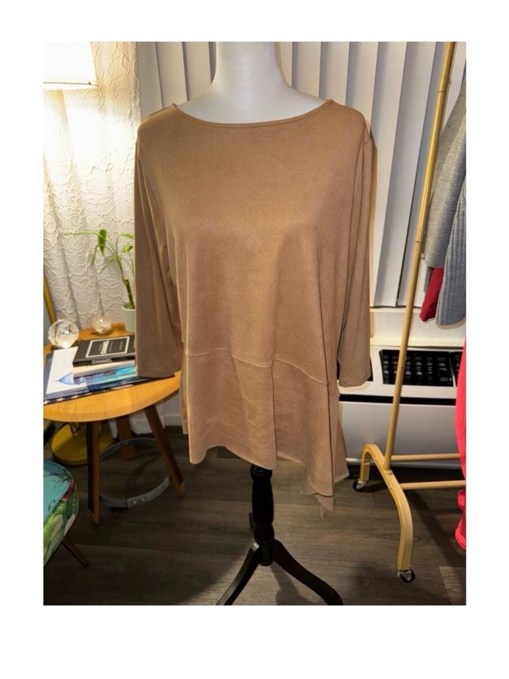 Chico's Lightweight Asymmetric Tunic Top in Camel